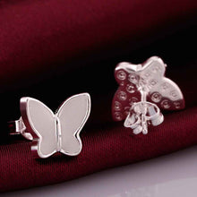 silver earrings White butterfly stud brinco bijoux 563 ELY