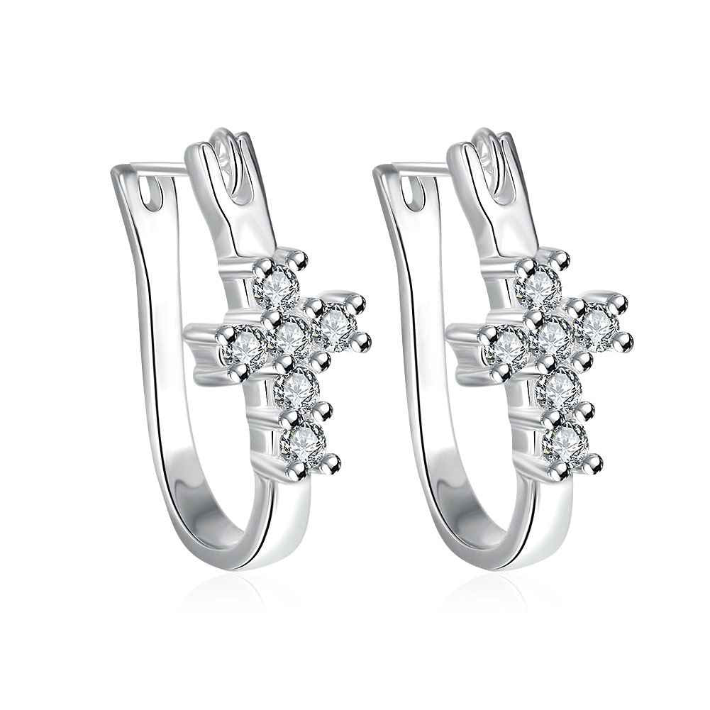 silver plated earing Cute Cross stud brincos collier plastron femme 311 ELY