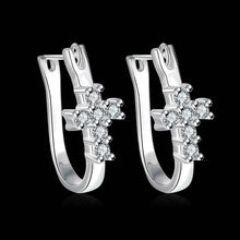 silver plated earing Cute Cross stud brincos collier plastron femme 311 ELY
