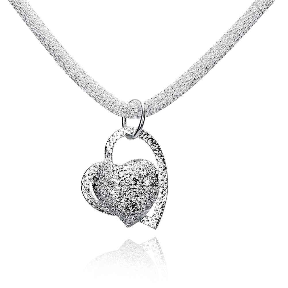 silver plated necklace men Inlaid Stone Heart colares Hand Madeball 27 ELY
