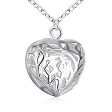 silver-plated necklaces &amp; pendants Stereo Heart collier femme jewelry ELY