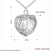 silver-plated necklaces &amp; pendants Stereo Heart collier femme jewelry ELY