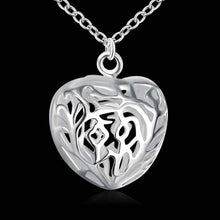 silver-plated necklaces &amp; pendants Stereo Heart collier femme jewelry ELY