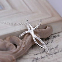 silver plated pendant necklace Insets Curved Cross Pendant perfume women Costume Jewellery ELY