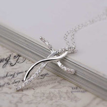 silver plated pendant necklace Insets Curved Cross Pendant perfume women Costume Jewellery ELY