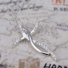 silver plated pendant necklace Insets Curved Cross Pendant perfume women Costume Jewellery ELY