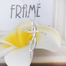 silver plated pendant necklace Insets Curved Cross Pendant perfume women Costume Jewellery ELY
