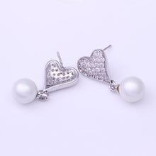 18K Gold Plating earrings heart and beads stud earrings oorbellen Hand Madeball 288 ELY