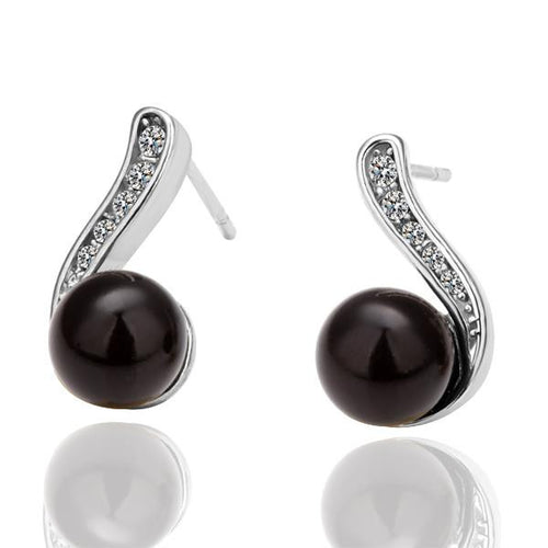 18K Gold Plating earrings heart and beads stud earrings oorbellen Hand Madeball 288 ELY