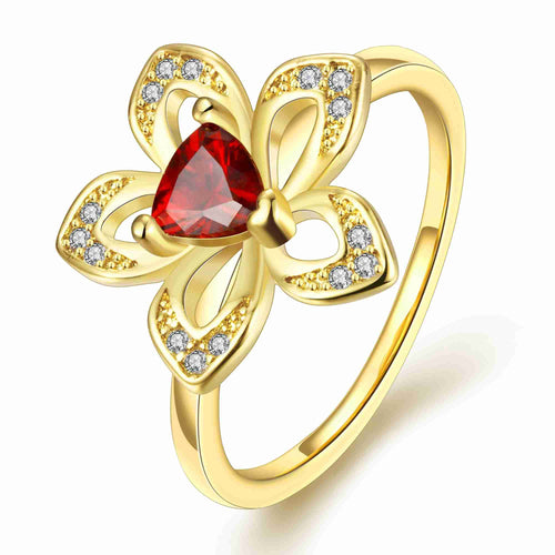 18K Gold Plating wedding rings Rhinestone five flower aneis collier plastron157 ELY