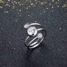 Lovely 925 Sterling Silver wedding ring Three-Stone opening bague femme love142 ELY