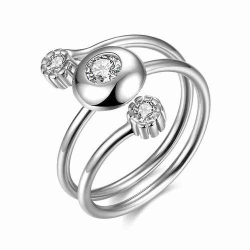 Lovely 925 Sterling Silver wedding ring Three-Stone opening bague femme love142 ELY