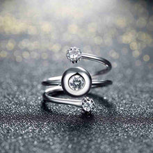 Lovely 925 Sterling Silver wedding ring Three-Stone opening bague femme love142 ELY