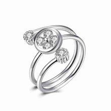 Lovely 925 Sterling Silver wedding ring Three-Stone opening bague femme love142 ELY