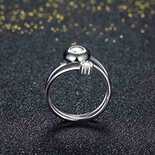 Lovely 925 Sterling Silver wedding ring Three-Stone opening bague femme love142 ELY