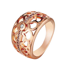 Lovely 18K Gold Plating Engagement rings insets pierced round aliancas wedding312 ELY