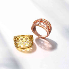 Lovely 18K Gold Plating Engagement rings insets pierced round aliancas wedding312 ELY