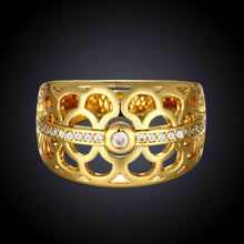 Lovely 18K Gold Plating Engagement rings insets pierced round aliancas wedding312 ELY