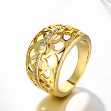 Lovely 18K Gold Plating Engagement rings insets pierced round aliancas wedding312 ELY