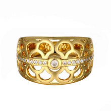 Lovely 18K Gold Plating Engagement rings insets pierced round aliancas wedding312 ELY