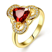 Lovely 18K Gold Plated wedding ring Crystal Triangle Round ring men charms16 ELY