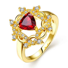 Lovely 18K Gold Plated wedding ring Crystal Triangle Round ring men charms16 ELY