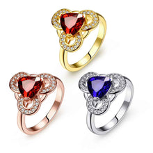 Lovely 18K Gold Plated wedding ring Crystal Triangle Round ring men charms16 ELY