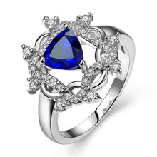 Lovely 18K Gold Plated wedding ring Crystal Triangle Round ring men charms16 ELY