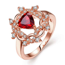 Lovely 18K Gold Plated wedding ring Crystal Triangle Round ring men charms16 ELY