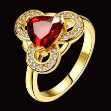 Lovely 18K Gold Plated wedding ring Crystal Triangle Round ring men charms16 ELY