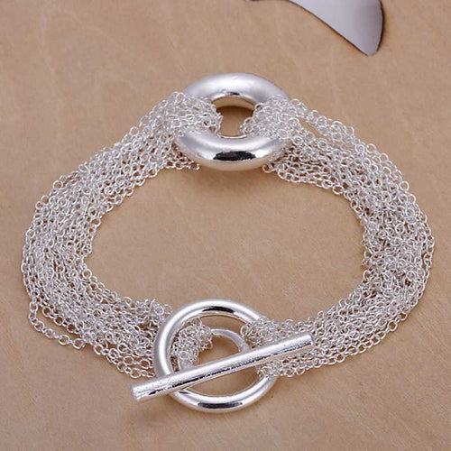 Lovely silver bracelets & bangles Multi-line three circles pulseira Hand Madeball HBH 44 ELY