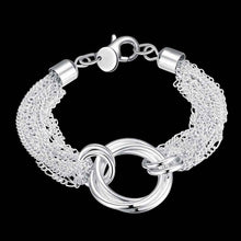 Lovely silver bracelets & bangles Multi-line three circles pulseira Hand Madeball HBH 44 ELY