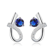 Lovely silver clip on earrings S shape blue stone stud pendientes jewelry display 2 ELY