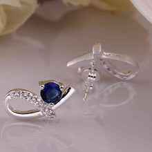 Lovely silver clip on earrings S shape blue stone stud pendientes jewelry display 2 ELY