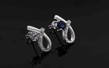 Lovely silver clip on earrings S shape blue stone stud pendientes jewelry display 2 ELY