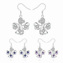 Lovely silver earrings Four Rhinestone drop cuff bijouterie 244 ELY