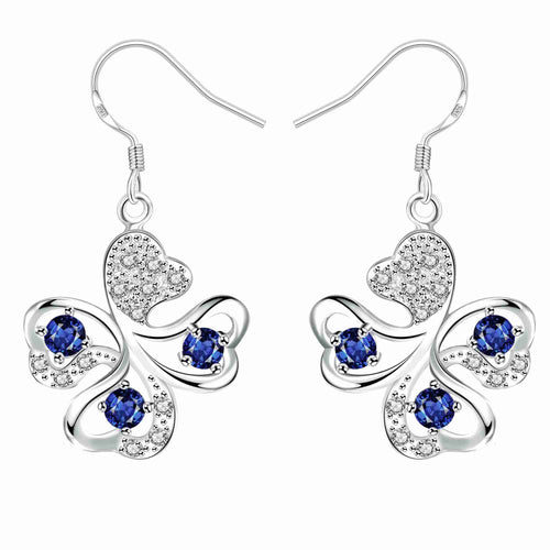 Lovely silver earrings Four Rhinestone drop cuff bijouterie 244 ELY