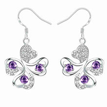 Lovely silver earrings Four Rhinestone drop cuff bijouterie 244 ELY