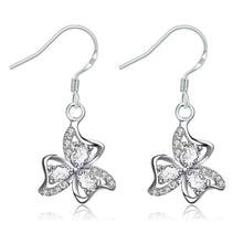 Lovely silver earrings Four Rhinestone drop cuff bijouterie 244 ELY