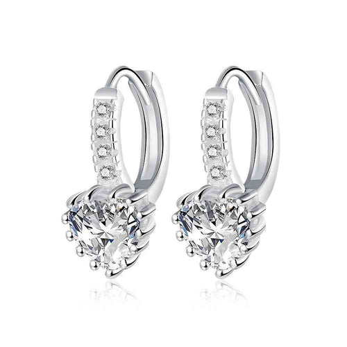 Lovely silver earrings Heart-shaped clip pendientes bear wedding jewelry 734 ELY