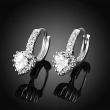 Lovely silver earrings Heart-shaped clip pendientes bear wedding jewelry 734 ELY