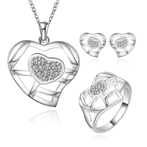 Lovely silver jewelry sets heart hollow heart R+E+N Sets margarida 3 ELY