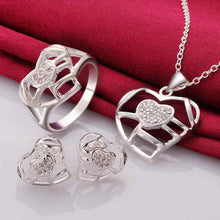 Lovely silver jewelry sets heart hollow heart R+E+N Sets margarida 3 ELY