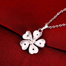 Lovely silver necklace men Four flowers collier femme bijouterie 738 ELY