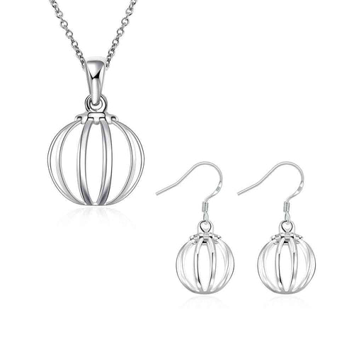 Lovely silver plated jewelry sets Straight Lantern necklace + earrings Sets men jewelry 71 ELY