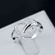 Lovely silver plated wedding ring Heart Dolphin ring men jewelry 7 8 ELY