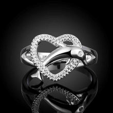 Lovely silver plated wedding ring Heart Dolphin ring men jewelry 7 8 ELY
