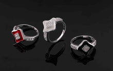 Lovely silver wedding ring Quadrilateral inlay crystal anillos bear bijoux 16 ELY