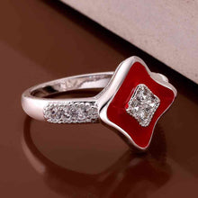 Lovely silver wedding ring Quadrilateral inlay crystal anillos bear bijoux 16 ELY