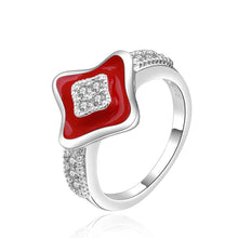 Lovely silver wedding ring Quadrilateral inlay crystal anillos bear bijoux 16 ELY